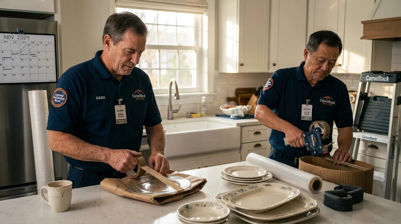 Professional crew packing kitchen dishware in Colonial Beach, VA
